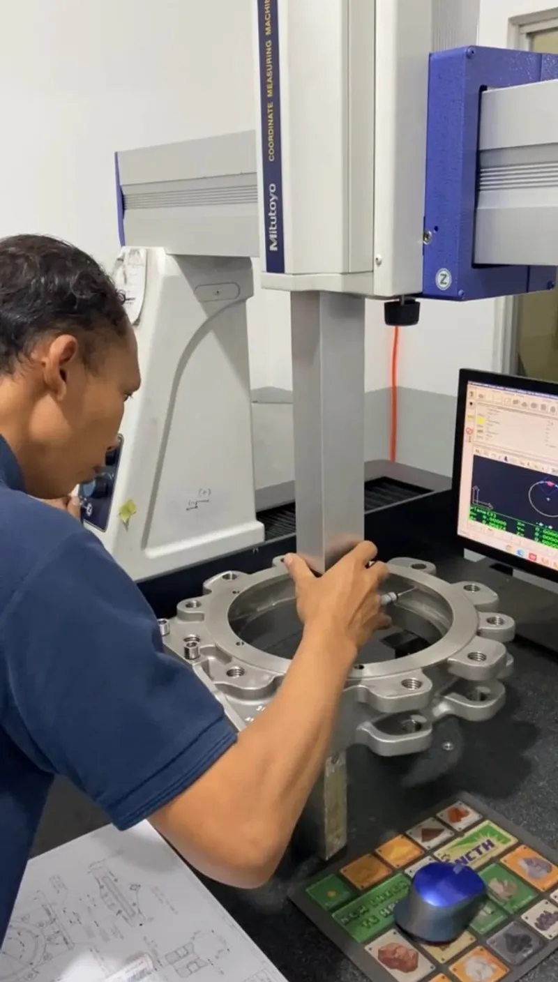 Quality Control Specialist Operating Mitutoyo CMM for Precision Flange GD&T