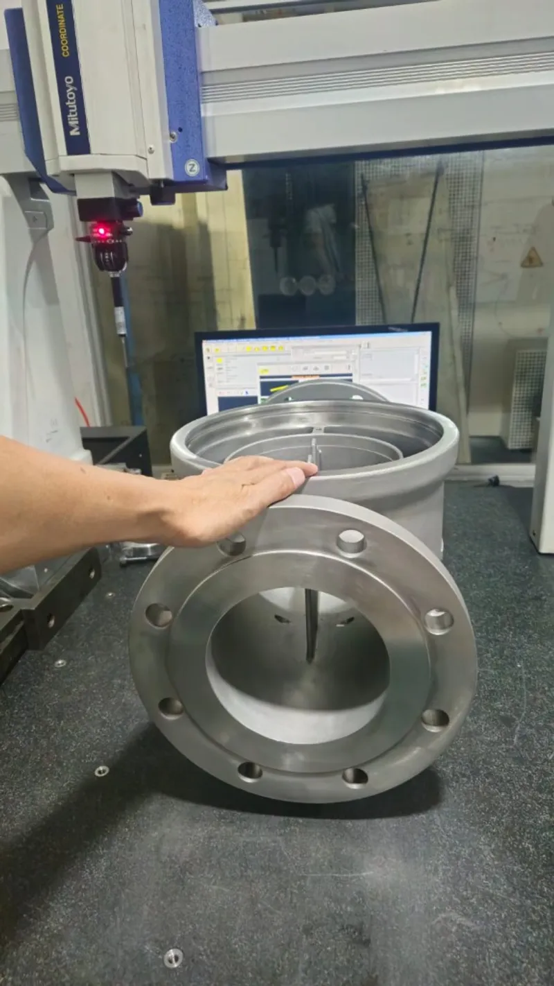 Mitutoyo CNC Coordinate Measuring Machine Inspecting Large Valve Body